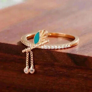 New 18k Gold Over Silver White Sapphires Ring